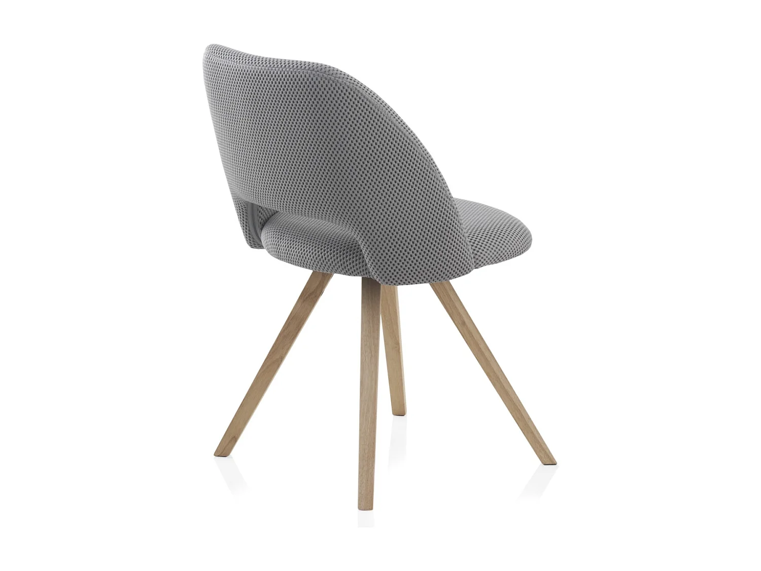 Set di 4 sedie tamburate imbottite grigie con gambe in legno di hevea naturale