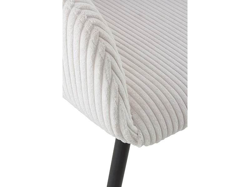 Pacote de 4 poltronas estofadas em tecido de veludo cotelê branco com pés em metal preto