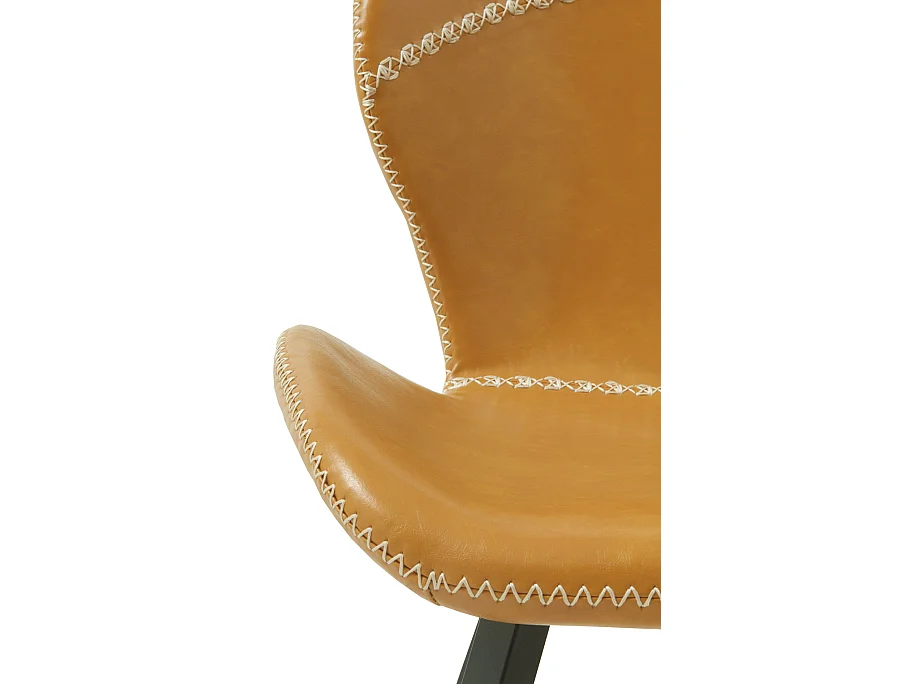 Lot de 4 chaises rembourrées moutarde avec pieds métalliques noirs