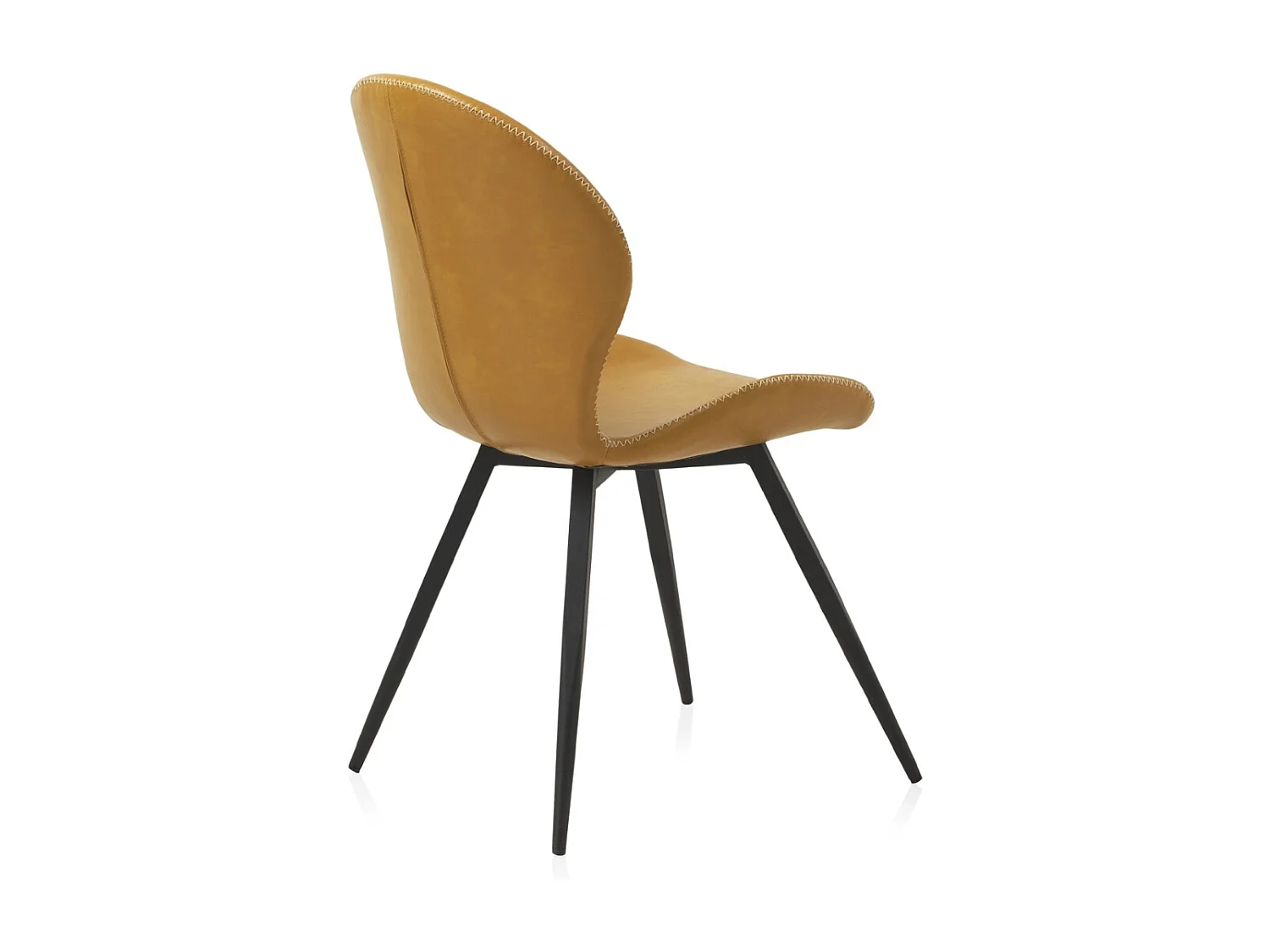 Lot de 4 chaises rembourrées moutarde avec pieds métalliques noirs