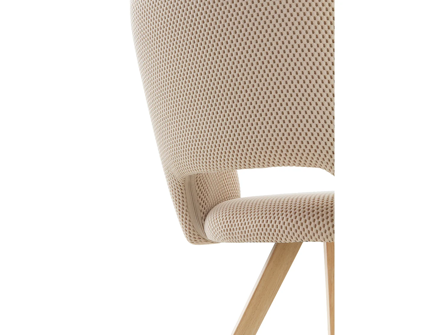 Lot de 4 chaises rembourrées nid d'abeille beiges avec pieds en bois naturel d'hévéa