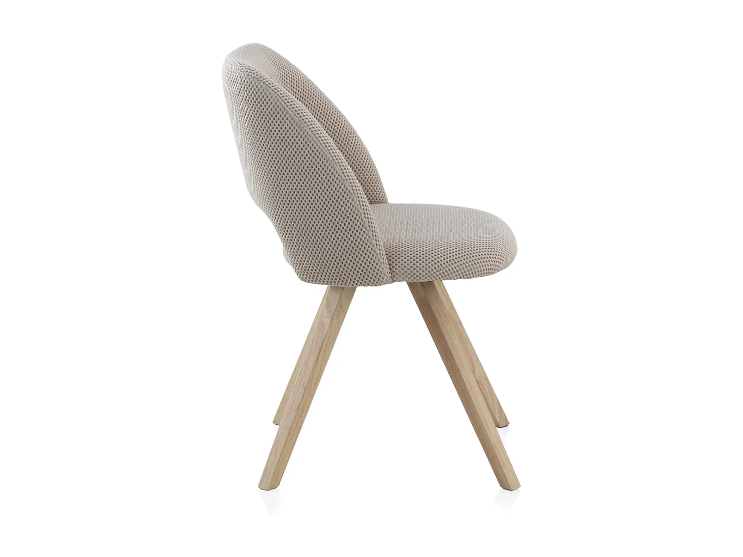 Lot de 4 chaises rembourrées nid d'abeille beiges avec pieds en bois naturel d'hévéa