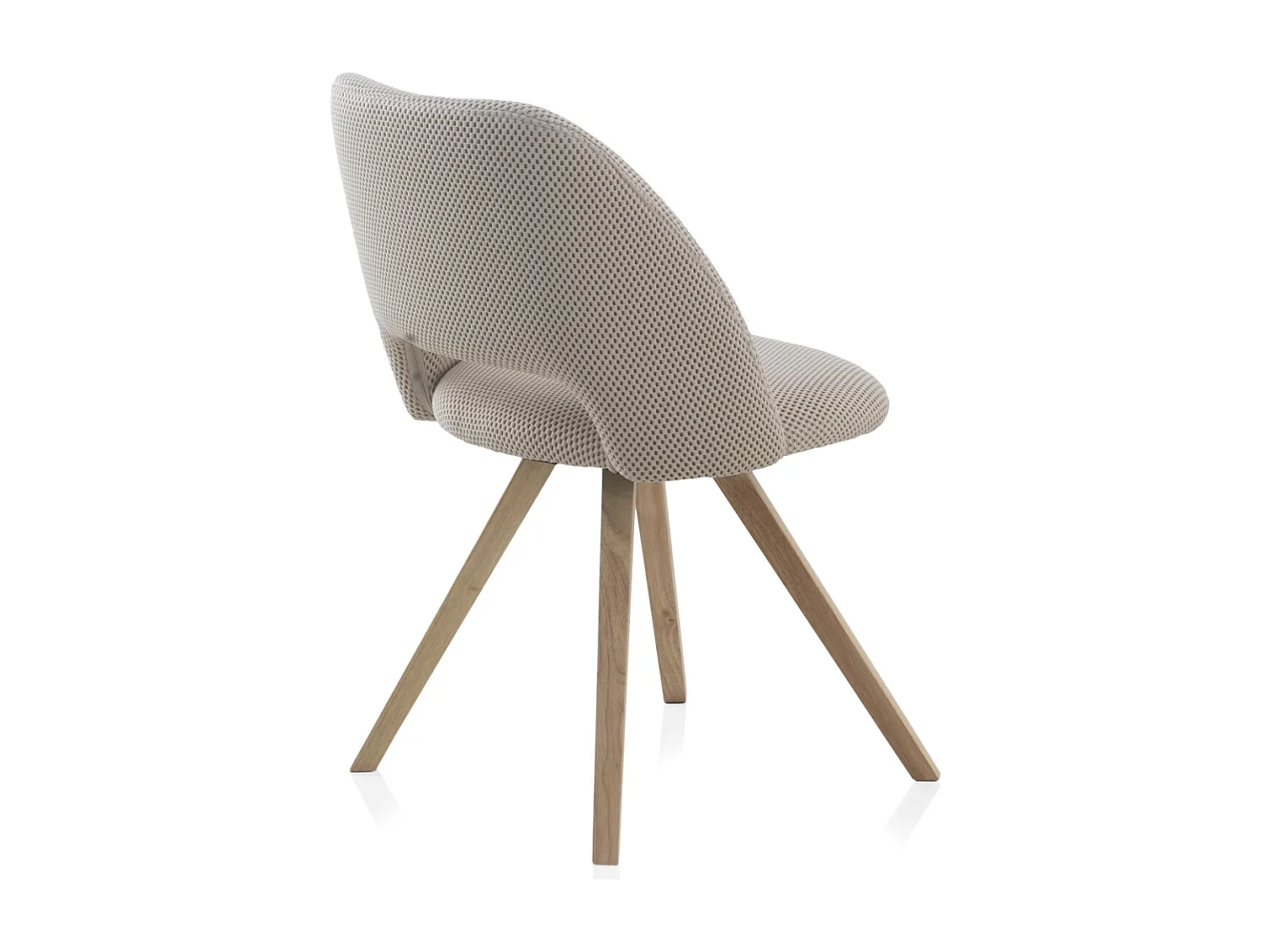 Lot de 4 chaises rembourrées nid d'abeille beiges avec pieds en bois naturel d'hévéa