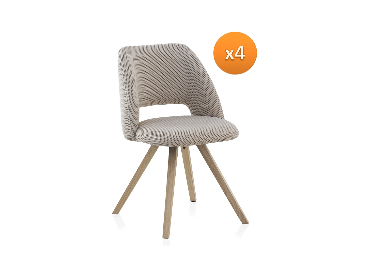 Lot de 4 chaises tapissées en nid d'abeille beige