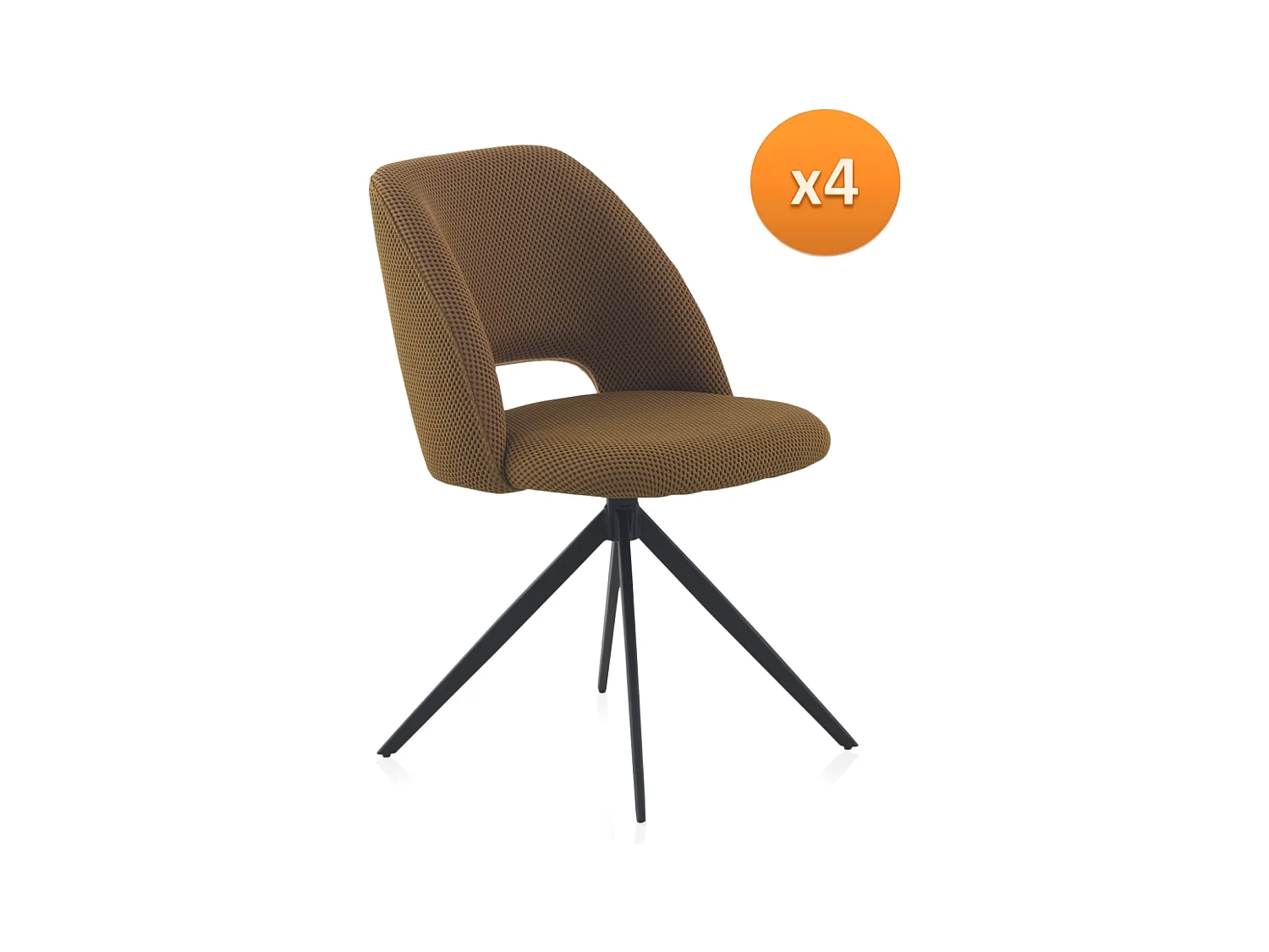 Lot de 4 chaises nid d'abeille pivotantes tapissées moutarde