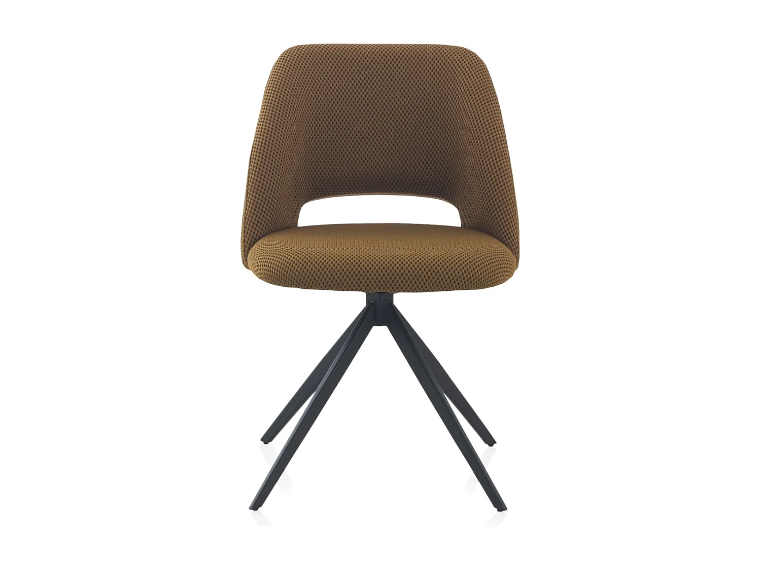 Lot de 4 chaises pivotantes rembourrées nid d'abeille moutarde avec pieds métalliques noirs