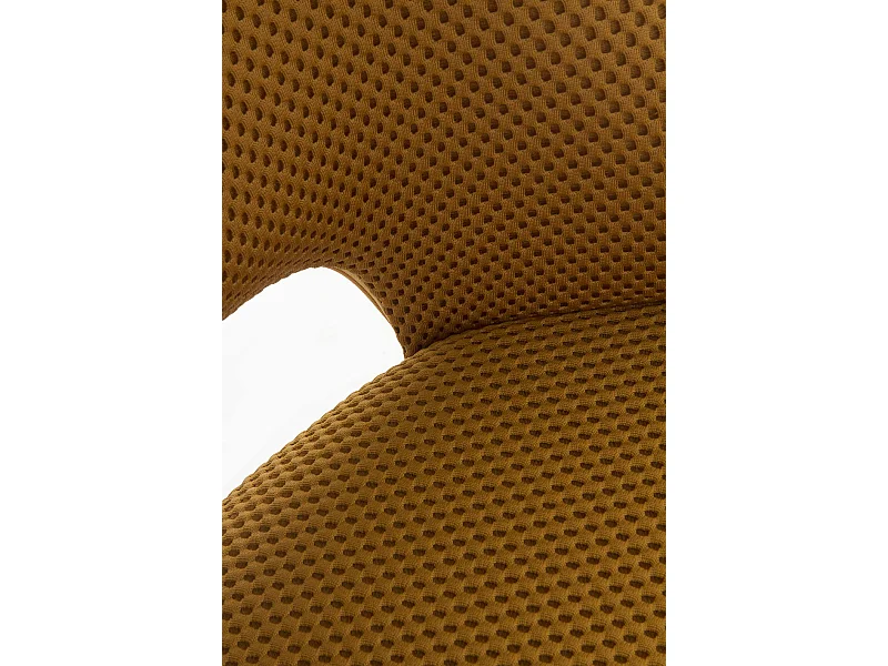 Lot de 4 chaises pivotantes rembourrées nid d'abeille moutarde avec pieds métalliques noirs