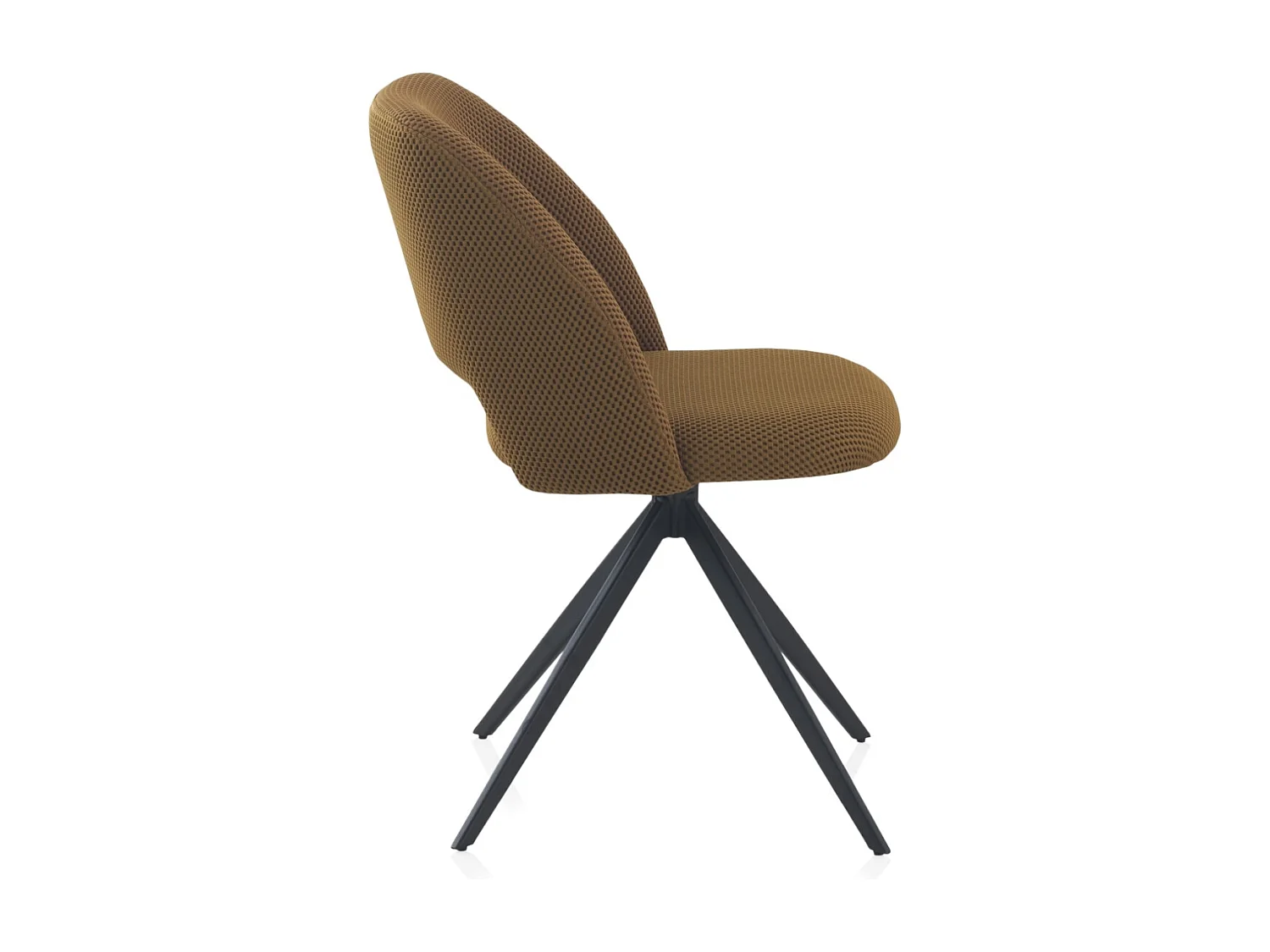 Lot de 4 chaises pivotantes rembourrées nid d'abeille moutarde avec pieds métalliques noirs