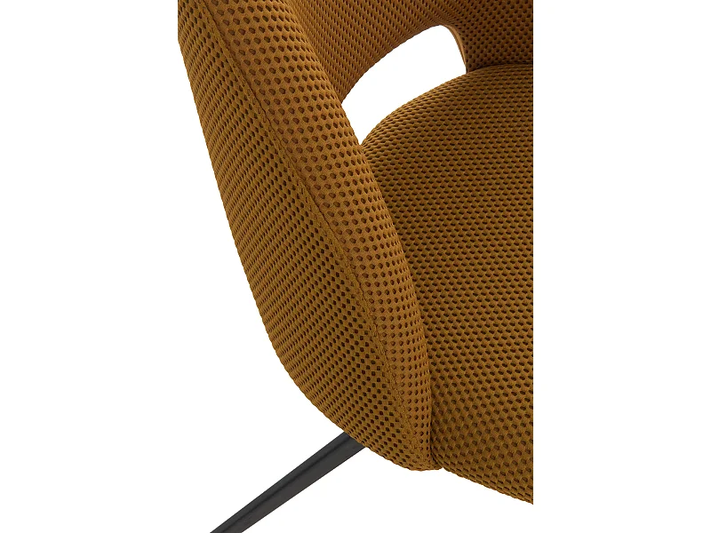 Lot de 4 chaises pivotantes rembourrées nid d'abeille moutarde avec pieds métalliques noirs