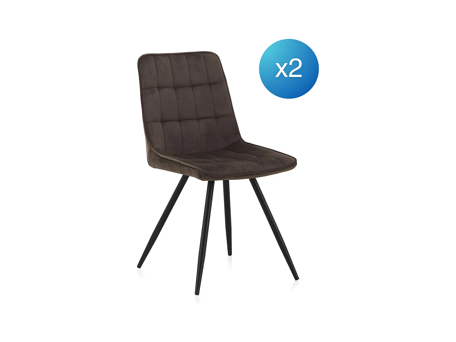 Lot de 2 chaises tapissées marron avec pieds métalliques noirs