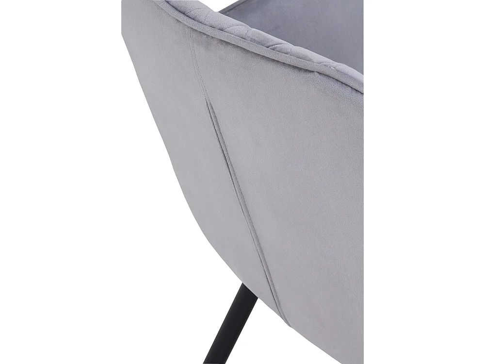 Lot de 2 fauteuils rembourrés en velours gris avec pieds métalliques noirs