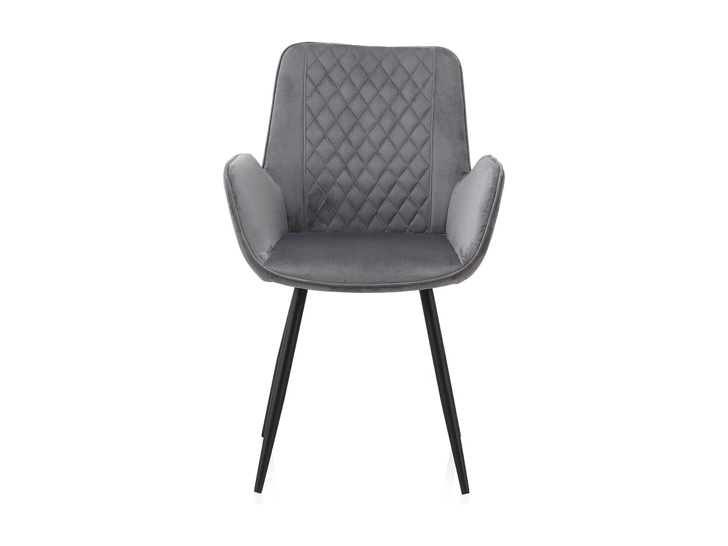 Lot de 2 fauteuils rembourrés en velours gris avec pieds métalliques noirs