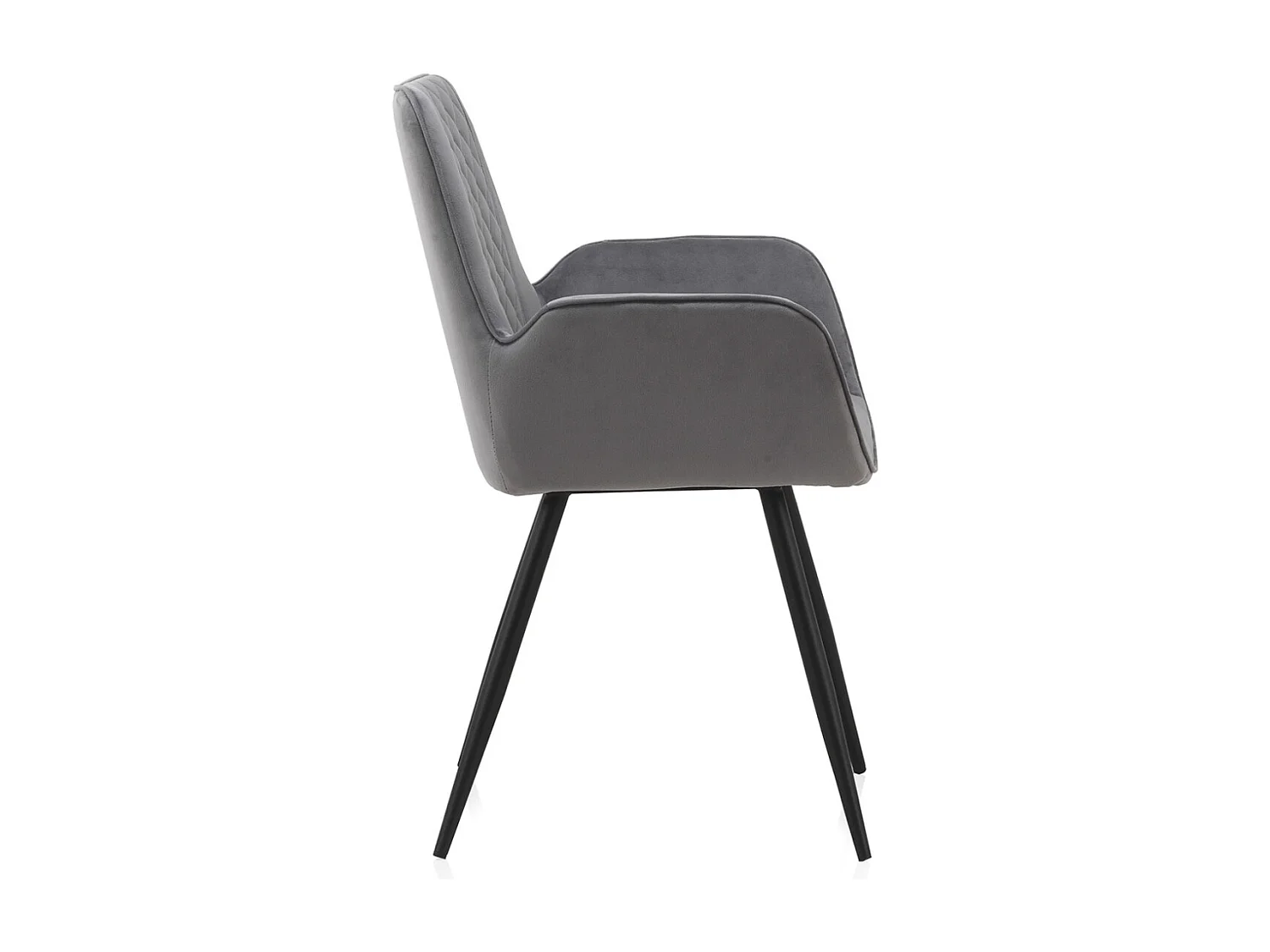 Lot de 2 fauteuils rembourrés en velours gris avec pieds métalliques noirs