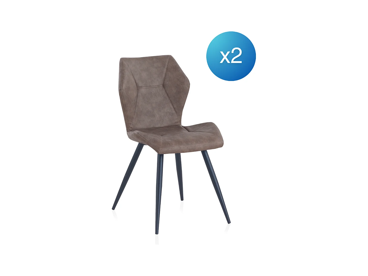Lot de 2 chaises tapissées taupe pieds métal noir