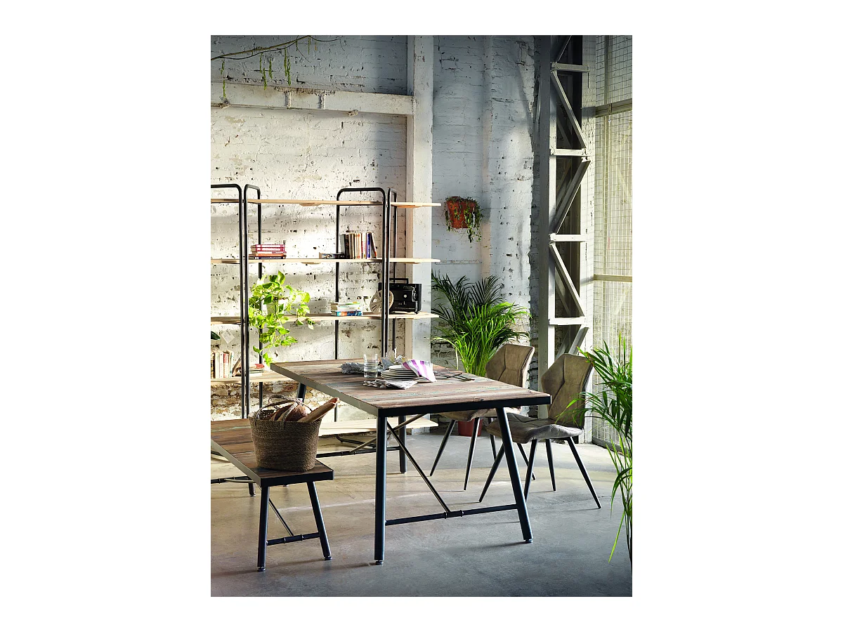 Lot de 2 chaises tapissées taupe pieds métal noir