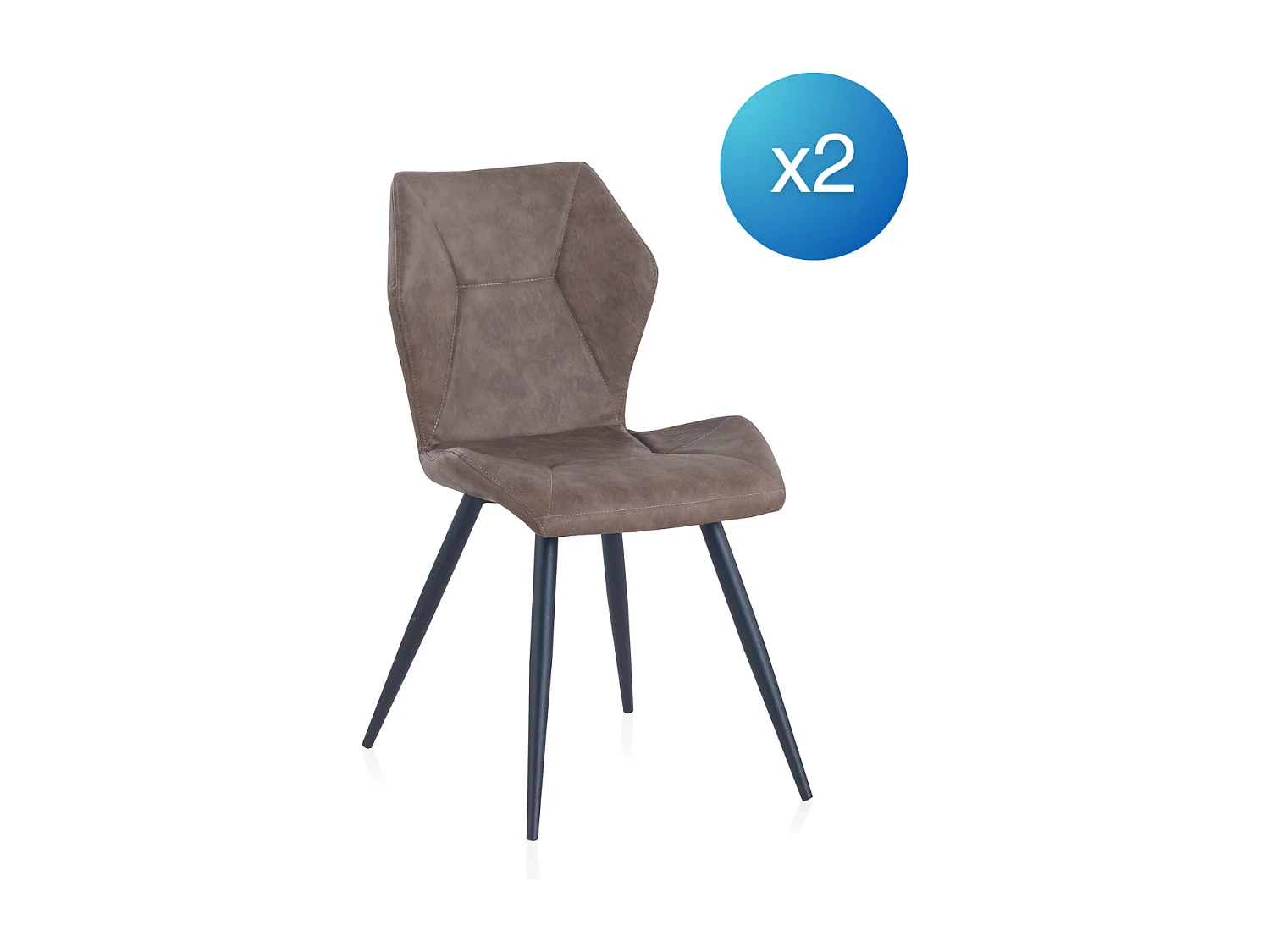 Lot de 2 chaises rembourrées taupe avec pieds métalliques noirs