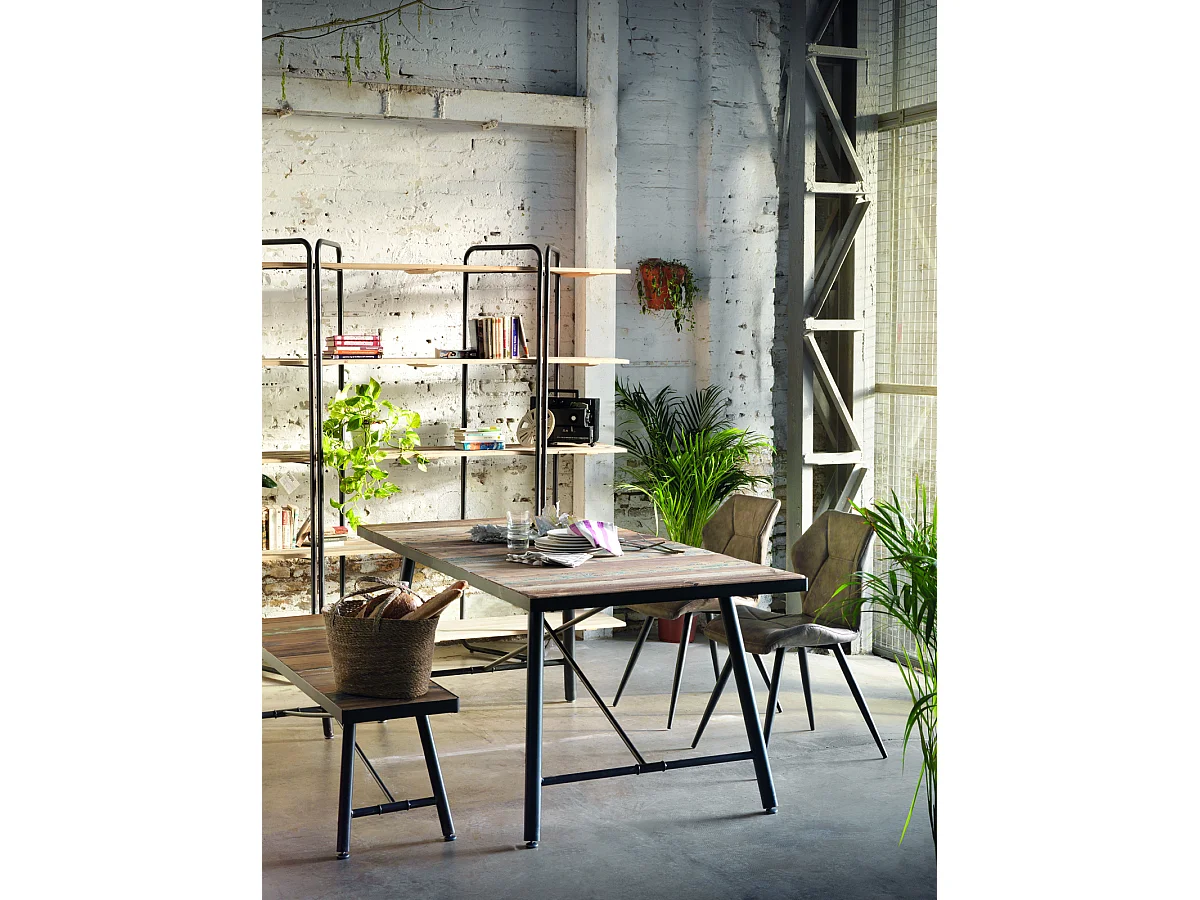 Lot de 2 chaises rembourrées taupe avec pieds métalliques noirs