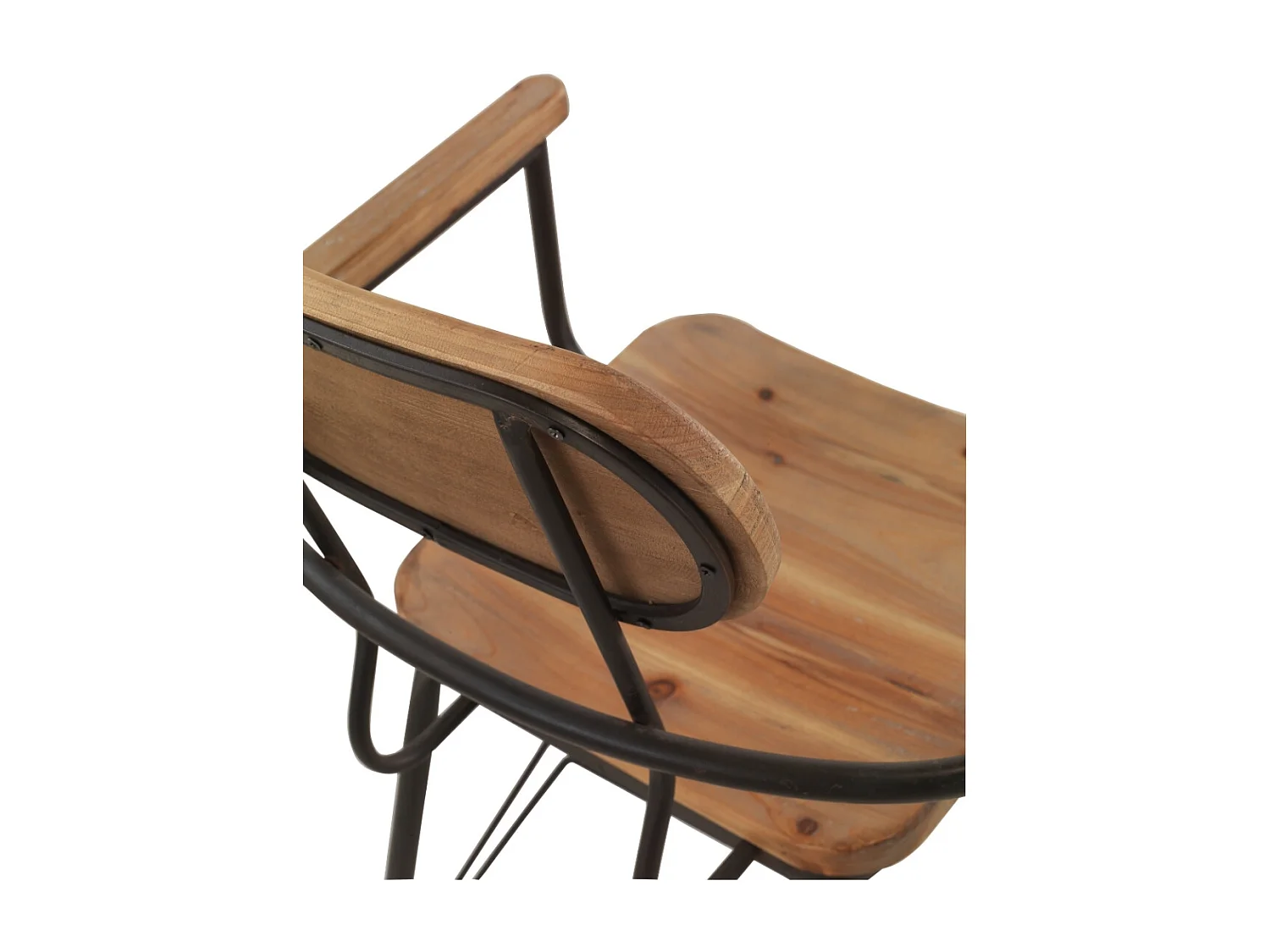 Sessel mit Metallgestell und Sitz und Rückenlehne aus Holz