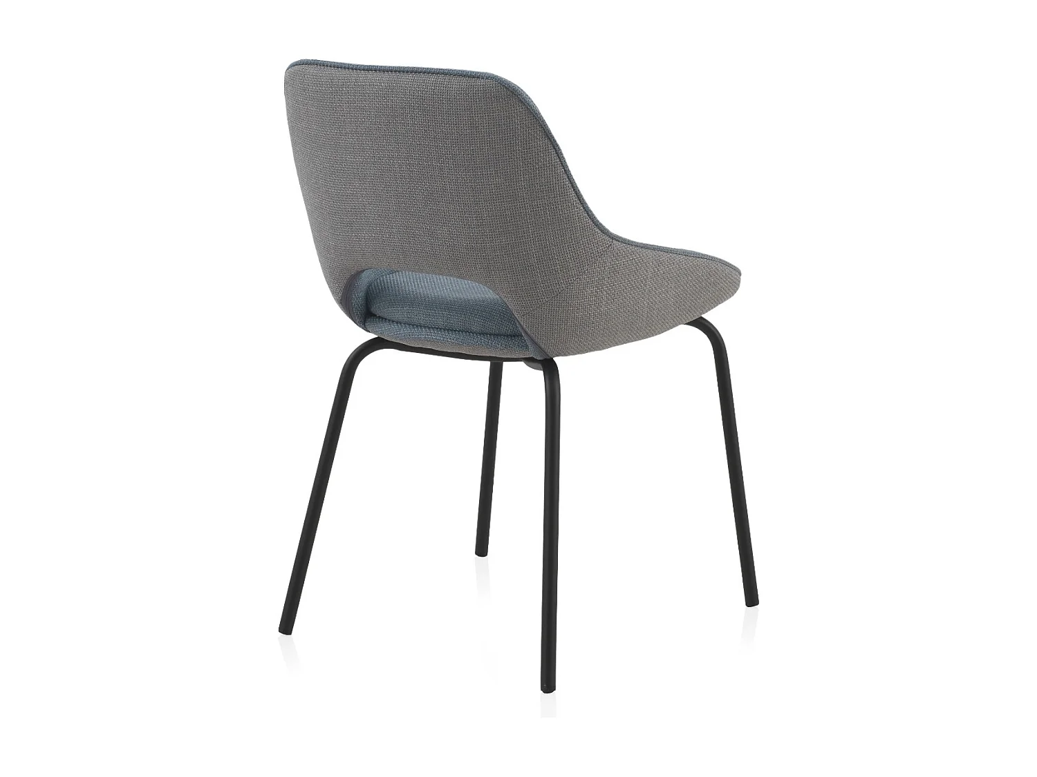 Lot de 4 chaises rembourrées bicolores bleu/gris avec pieds métalliques noirs