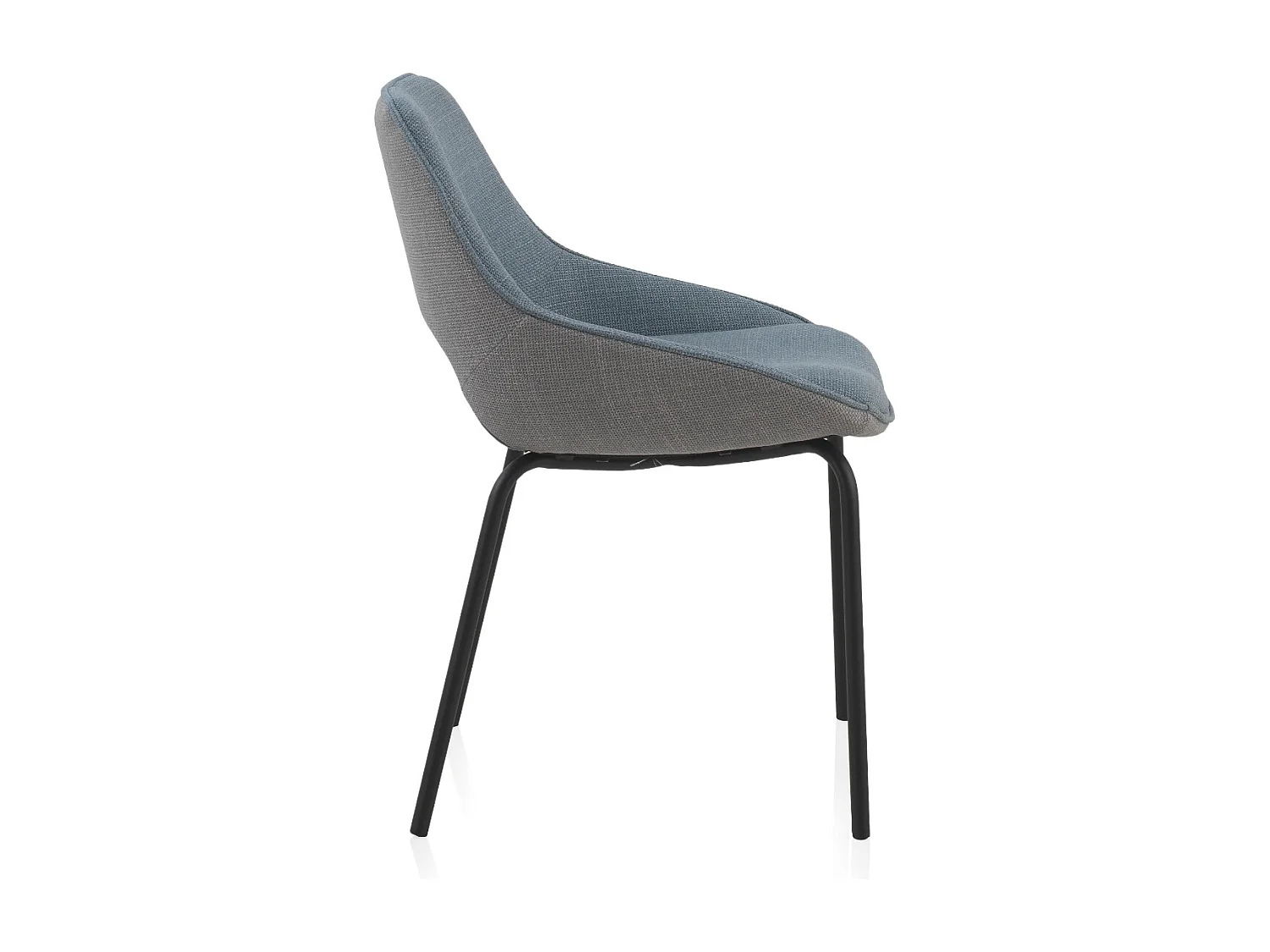 Lot de 4 chaises rembourrées bicolores bleu/gris avec pieds métalliques noirs