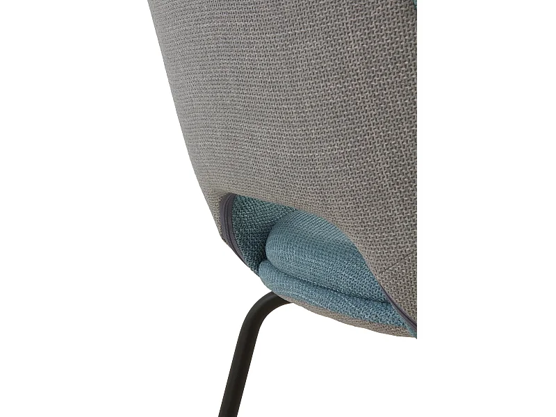 Lot de 4 chaises rembourrées bicolores bleu/gris avec pieds métalliques noirs