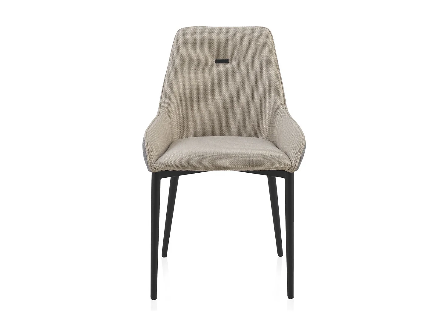 Lot de 4 chaises rembourrées bicolores gris/beige avec pieds en métal noir