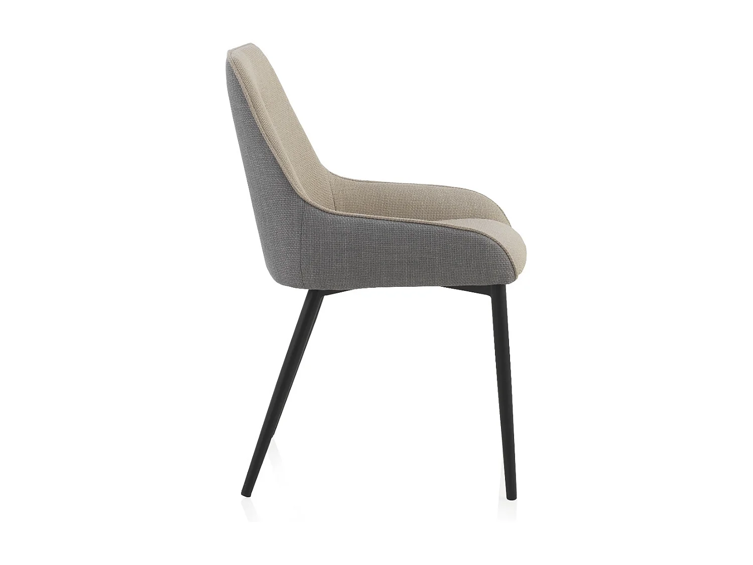 Lot de 4 chaises rembourrées bicolores gris/beige avec pieds en métal noir