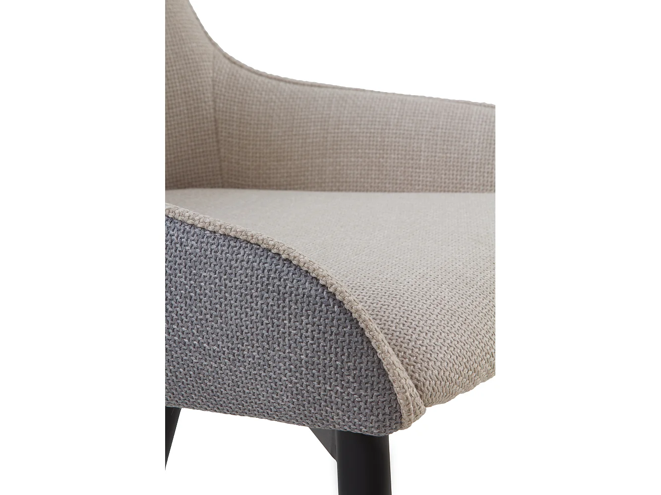 Lot de 4 chaises rembourrées bicolores gris/beige avec pieds en métal noir