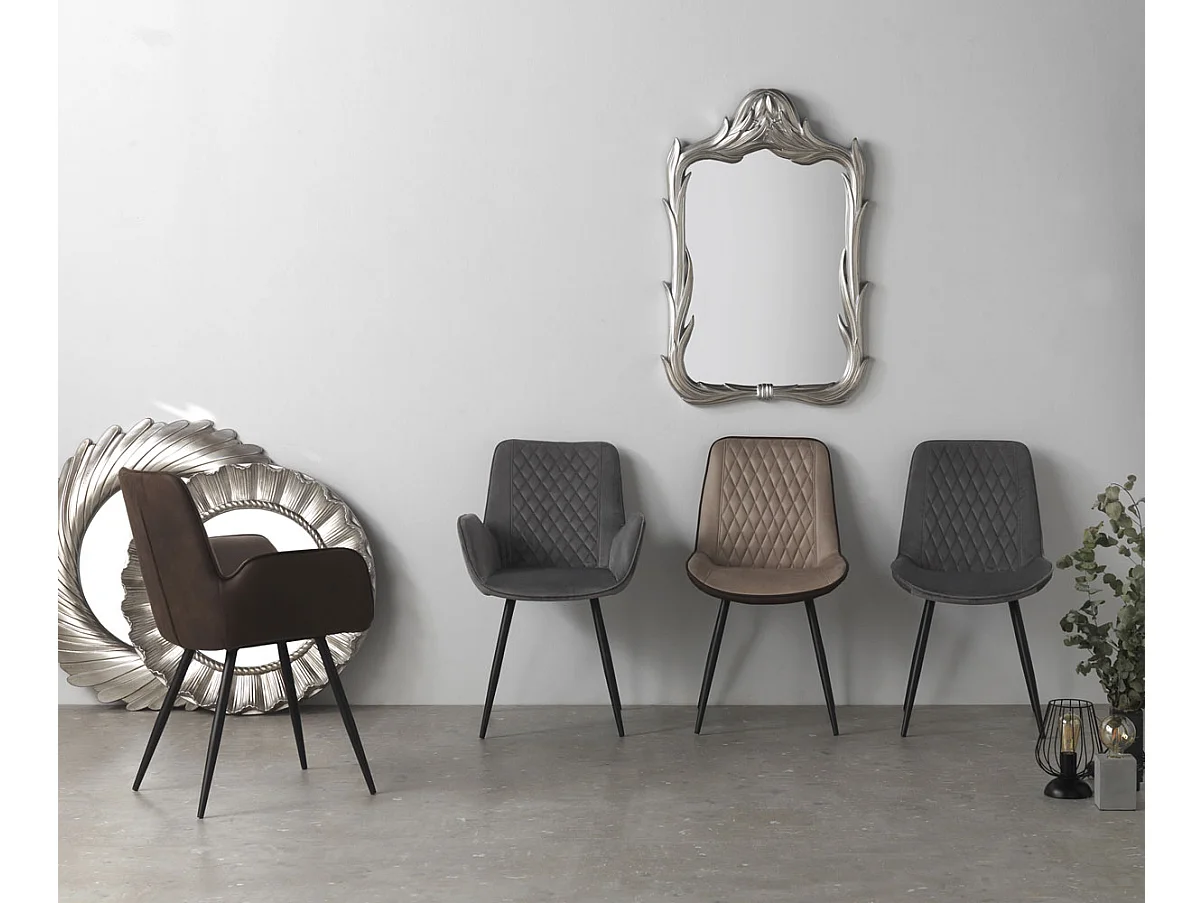 Lot de 2 chaises rembourrées bicolores avec pieds métalliques noirs