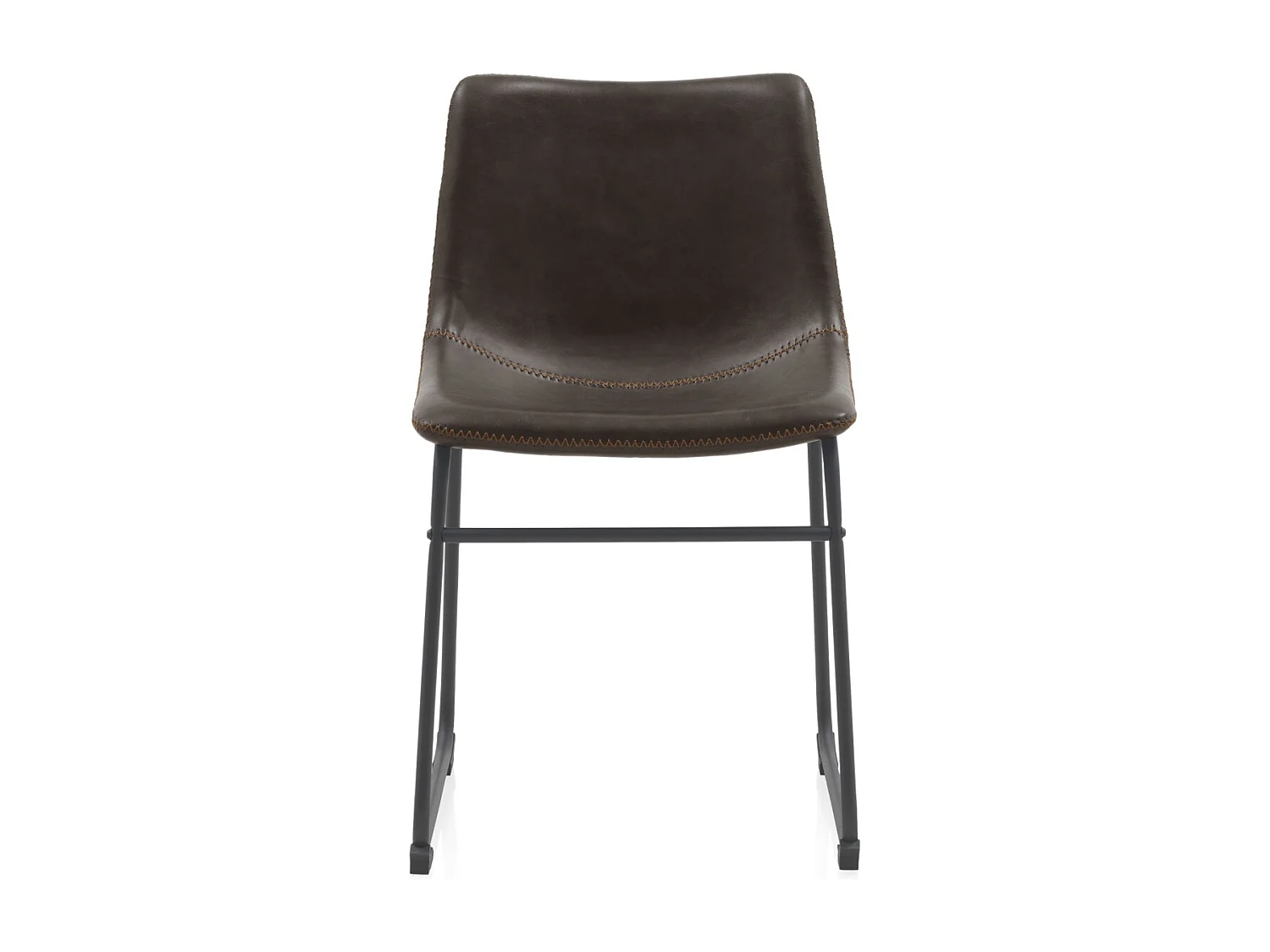 Lot de 4 chaises rembourrées marron avec pieds métalliques noirs