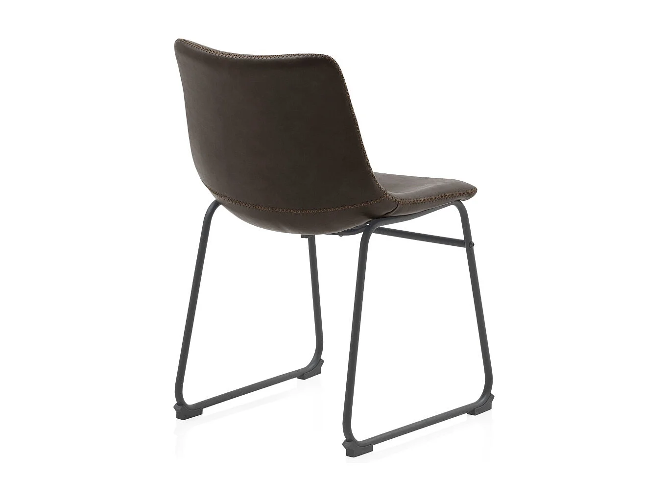 Lot de 4 chaises rembourrées marron avec pieds métalliques noirs
