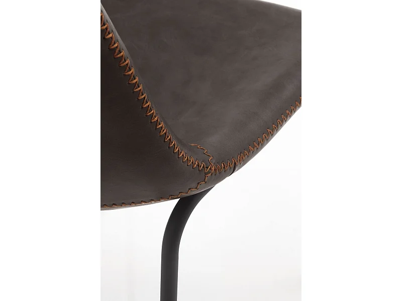 Lot de 4 chaises rembourrées marron avec pieds métalliques noirs