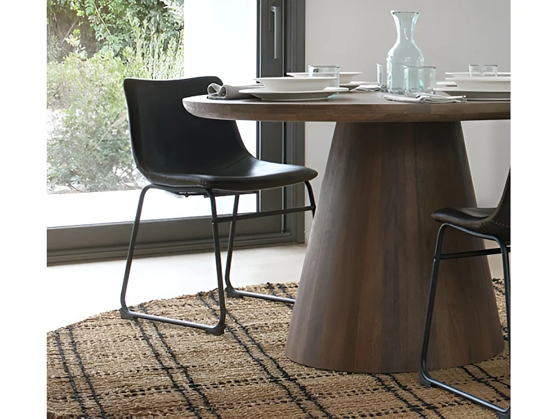 Lot de 4 chaises rembourrées marron avec pieds métalliques noirs