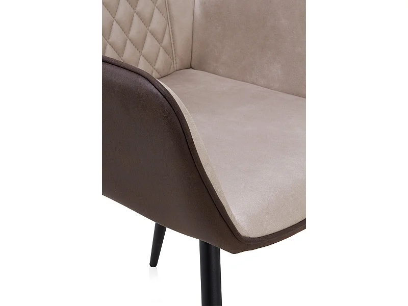 Lot de 2 fauteuils rembourrés bicolores avec pieds métalliques noirs