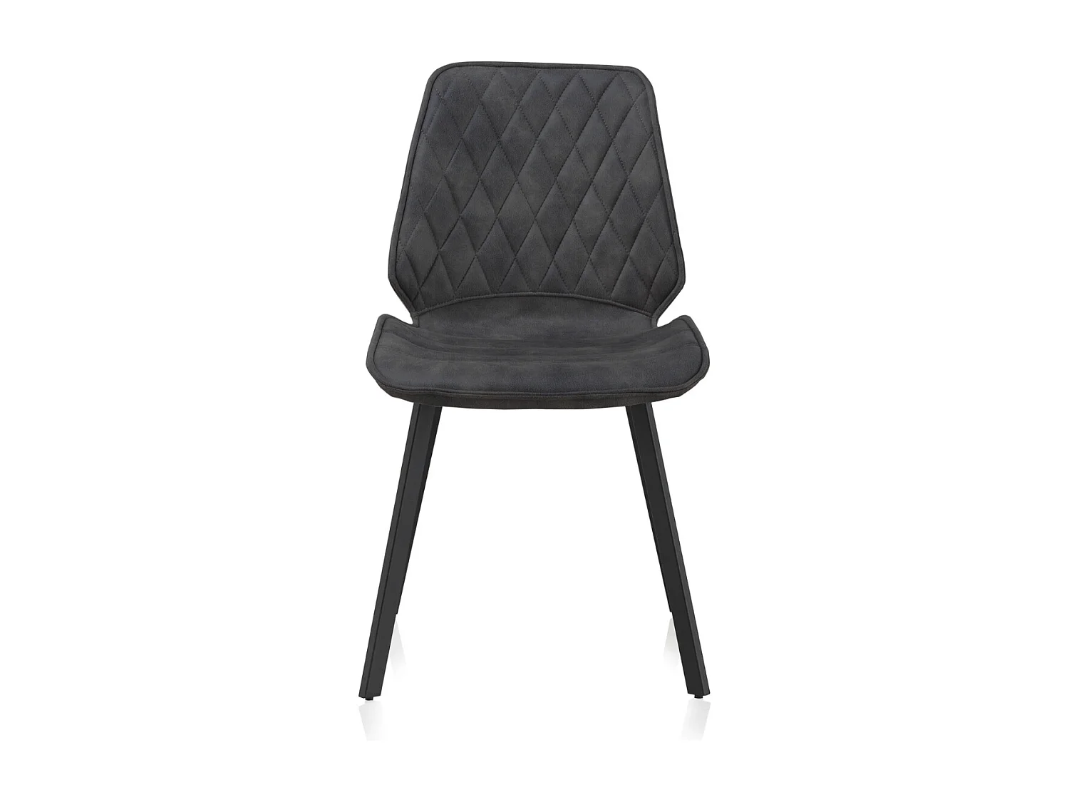 2er-Pack dunkelgraue Polsterstühle mit schwarzen Metallbeinen