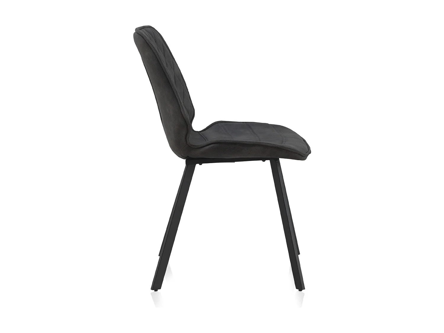 Lot de 2 chaises rembourrées gris foncé avec pieds métalliques noirs