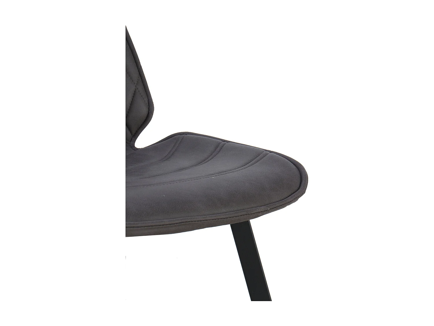 Lot de 2 chaises rembourrées gris foncé avec pieds métalliques noirs