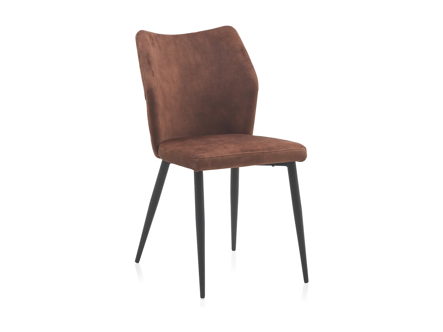 Lot de 4 chaises rembourrées marron avec pieds métalliques noirs