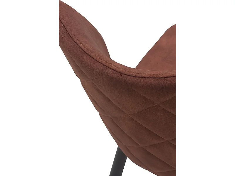 Lot de 4 chaises rembourrées marron avec pieds métalliques noirs