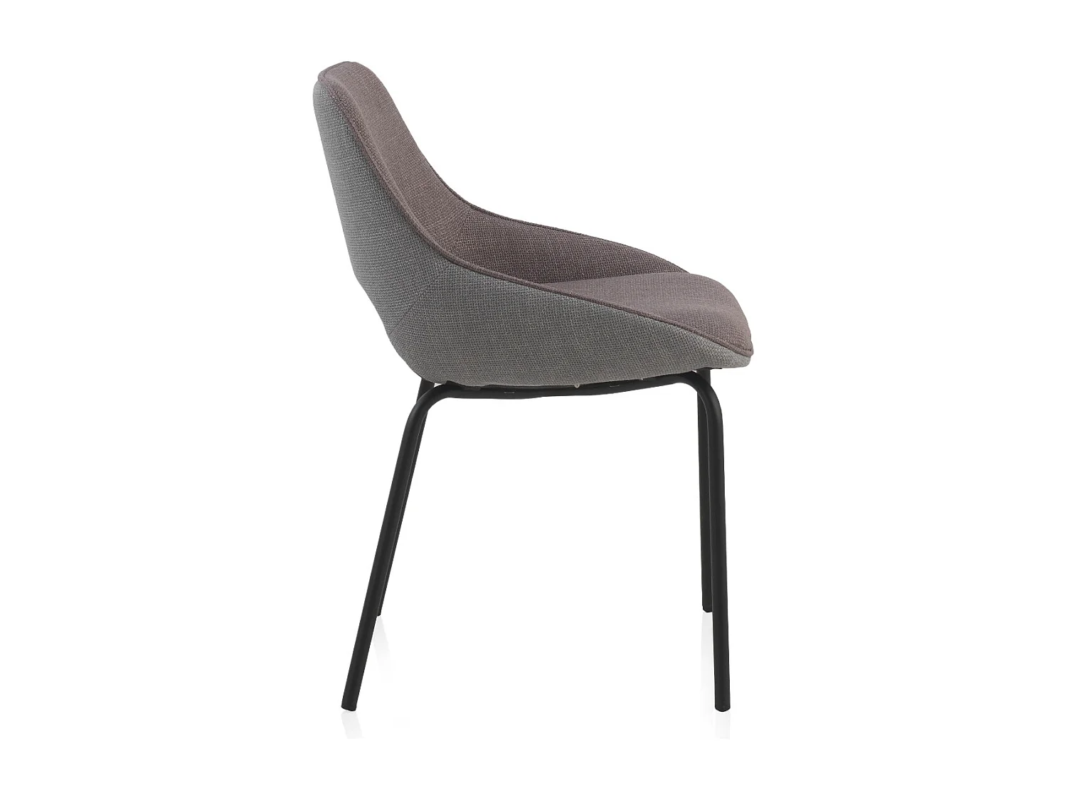 Lot de 4 chaises rembourrées bicolores marron/gris avec pieds en métal noir