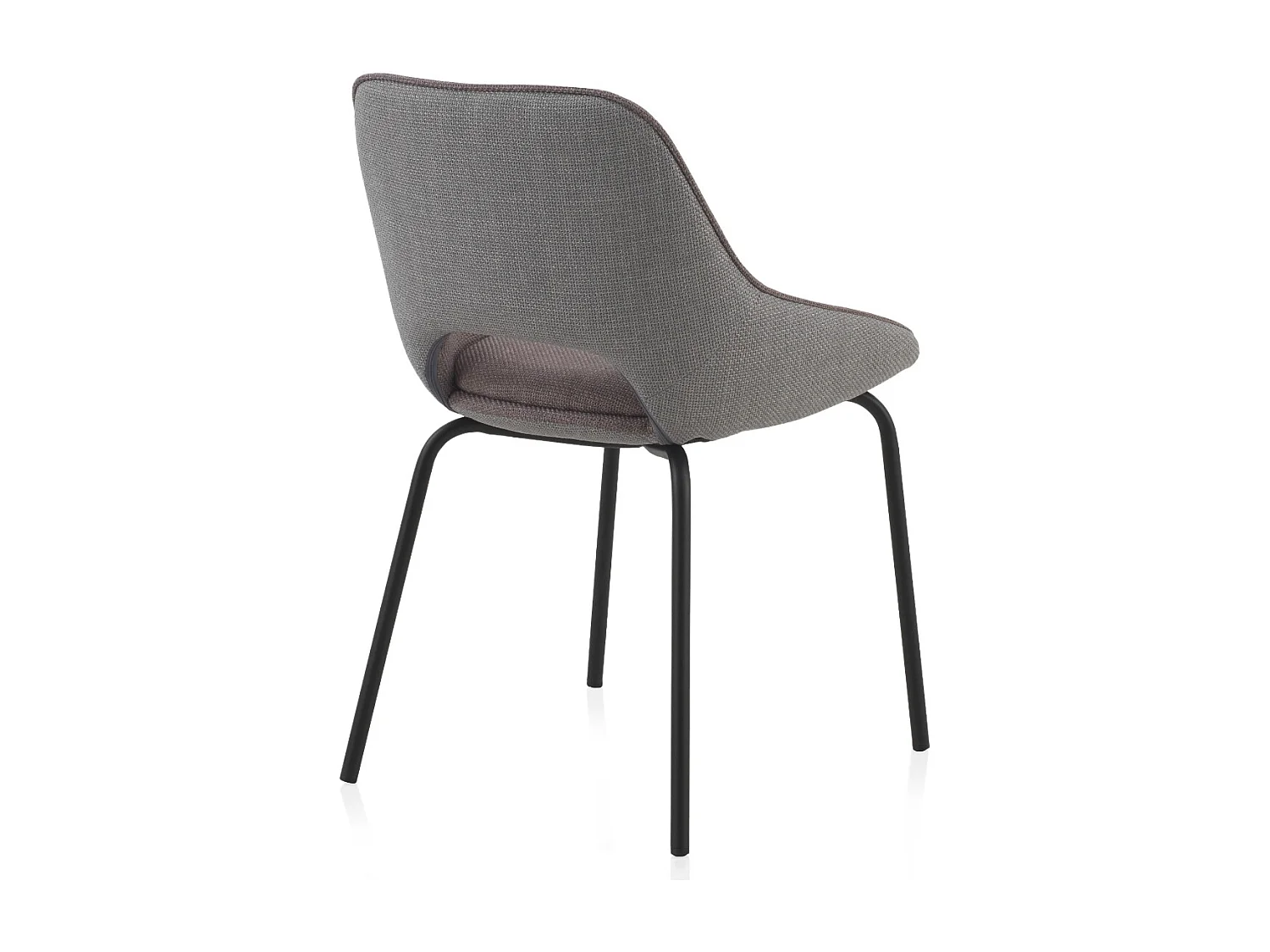 Lot de 4 chaises rembourrées bicolores marron/gris avec pieds en métal noir