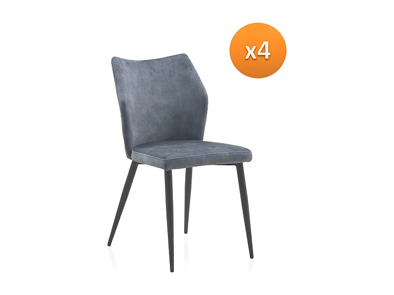 4er-Pack blau gepolsterte Stühle mit schwarzen Metallbeinen