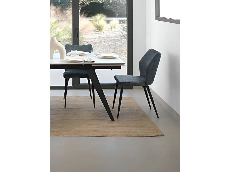 4er-Pack blau gepolsterte Stühle mit schwarzen Metallbeinen