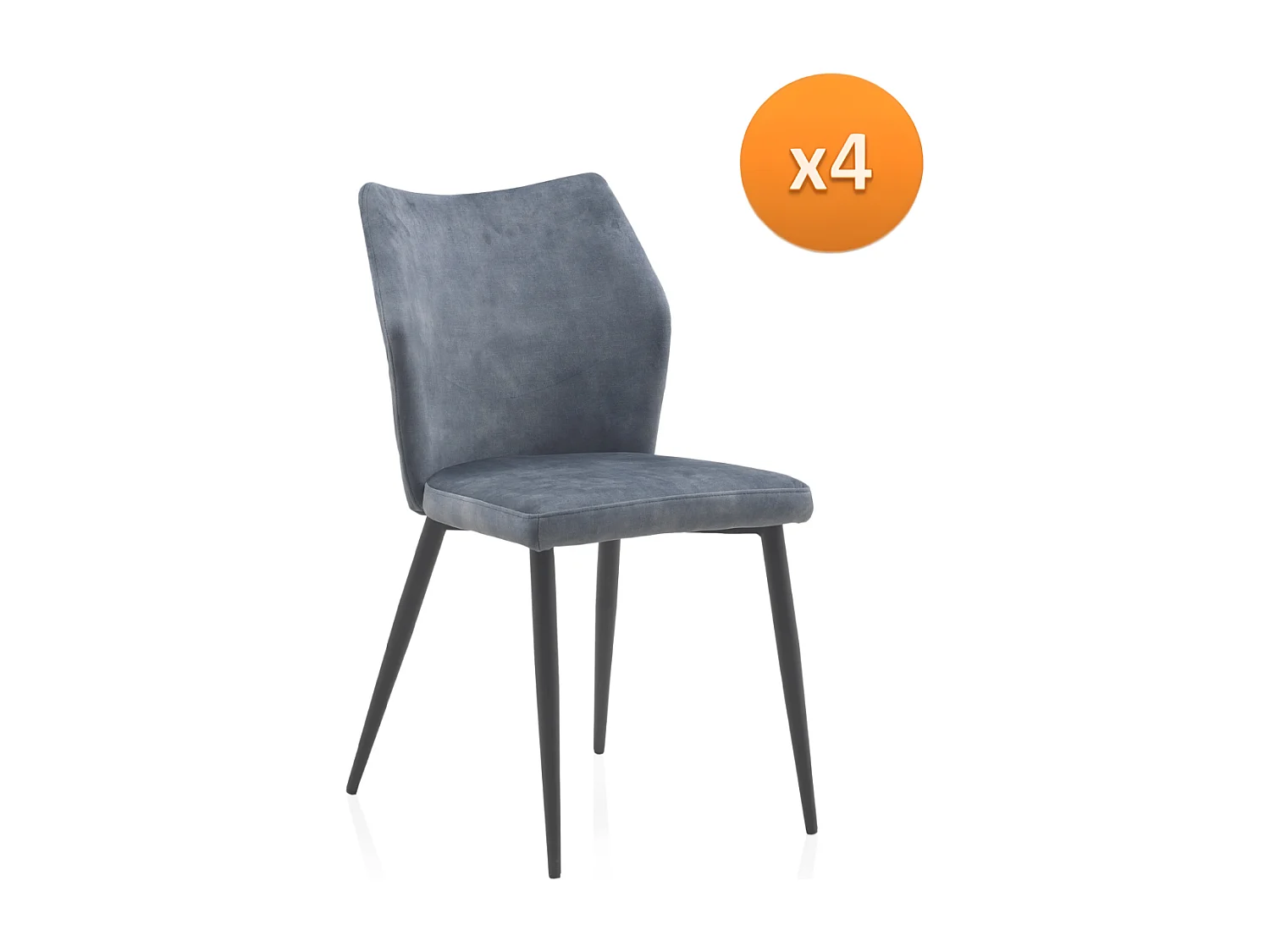 Lot de 4 chaises rembourrées bleues avec pieds métalliques noirs