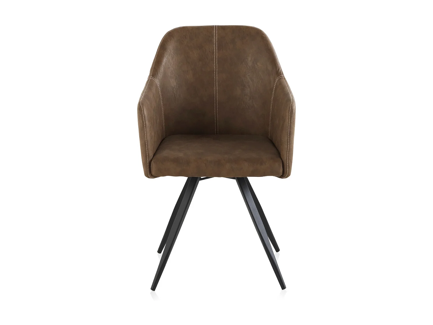 Fauteuil rembourré marron avec pieds métalliques noirs
