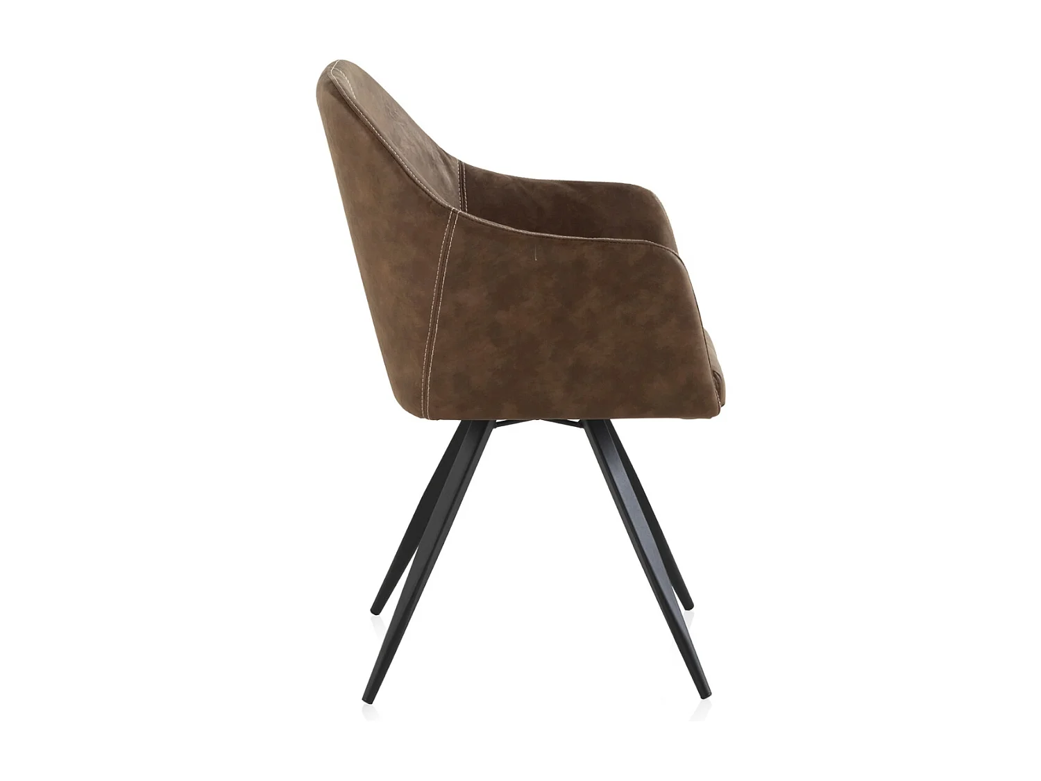Fauteuil rembourré marron avec pieds métalliques noirs