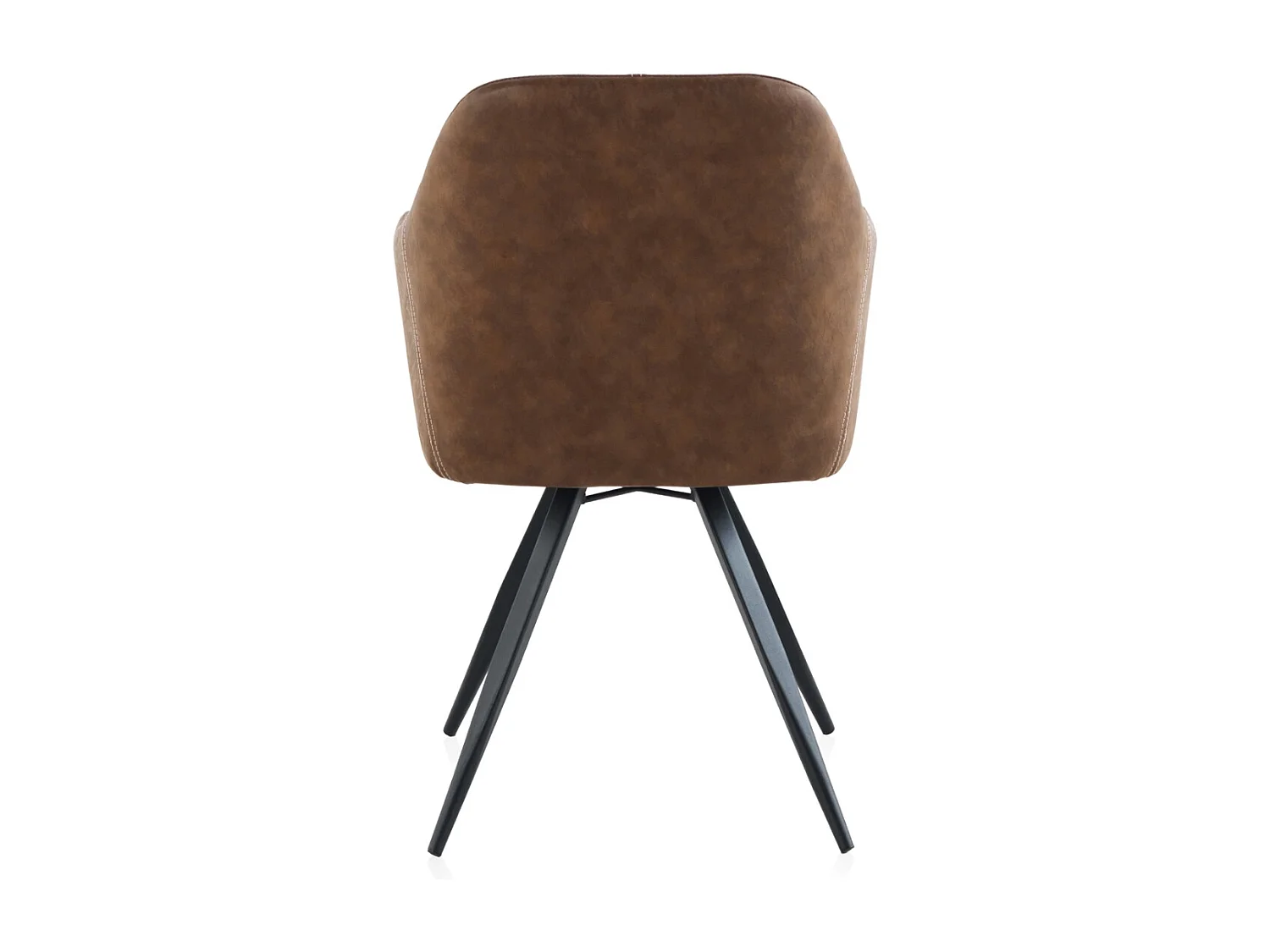 Fauteuil rembourré marron avec pieds métalliques noirs