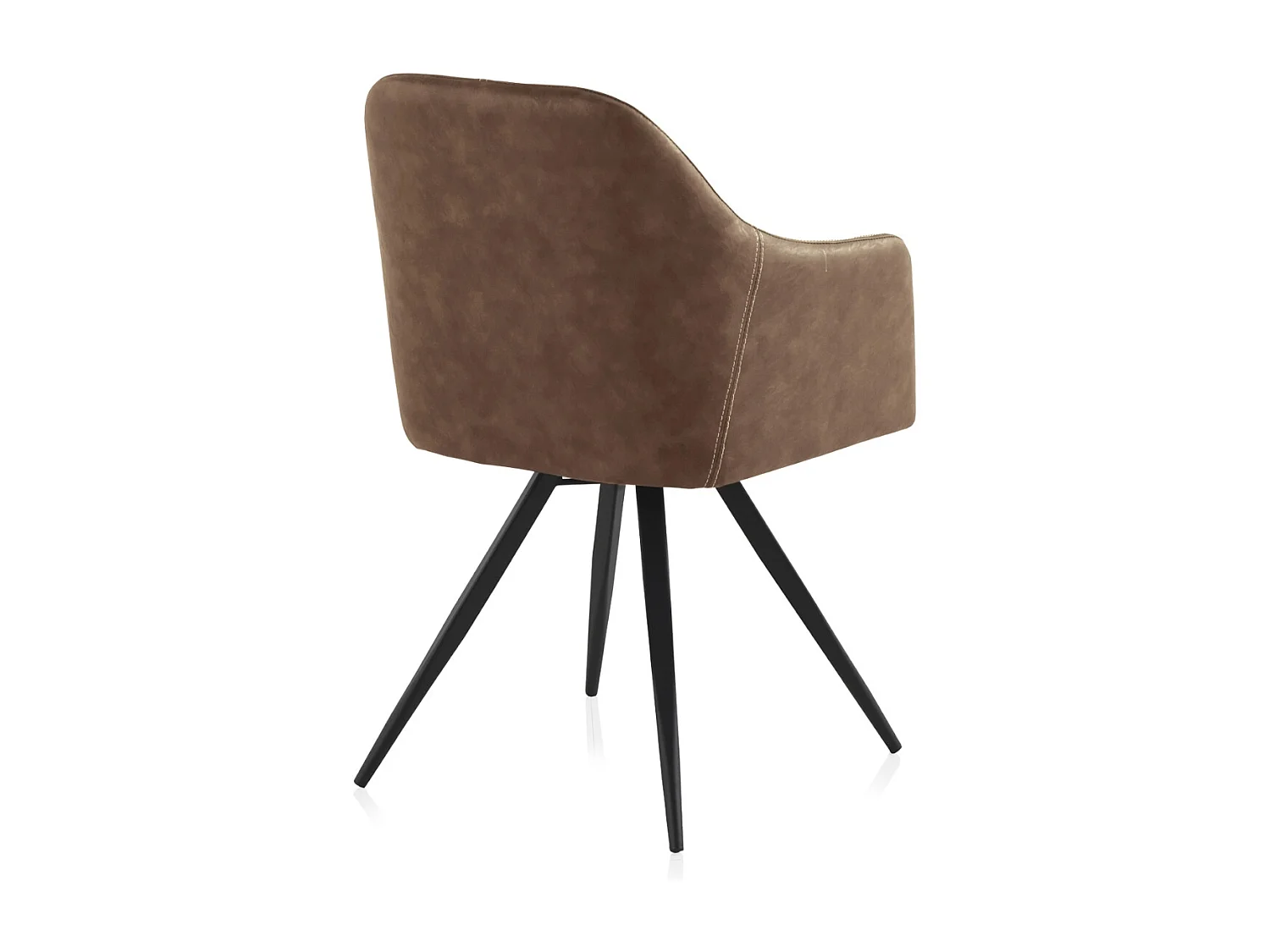 Fauteuil rembourré marron avec pieds métalliques noirs