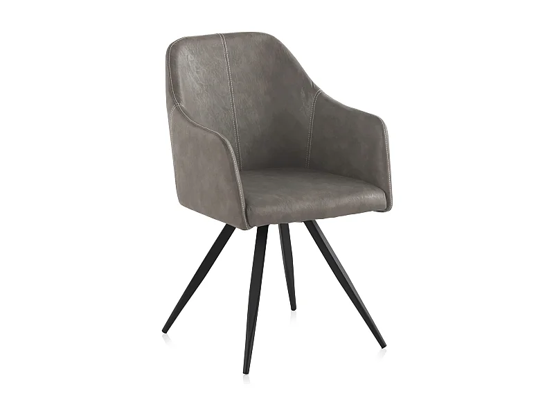 Sillón tapizado color topo patas metálicas negras