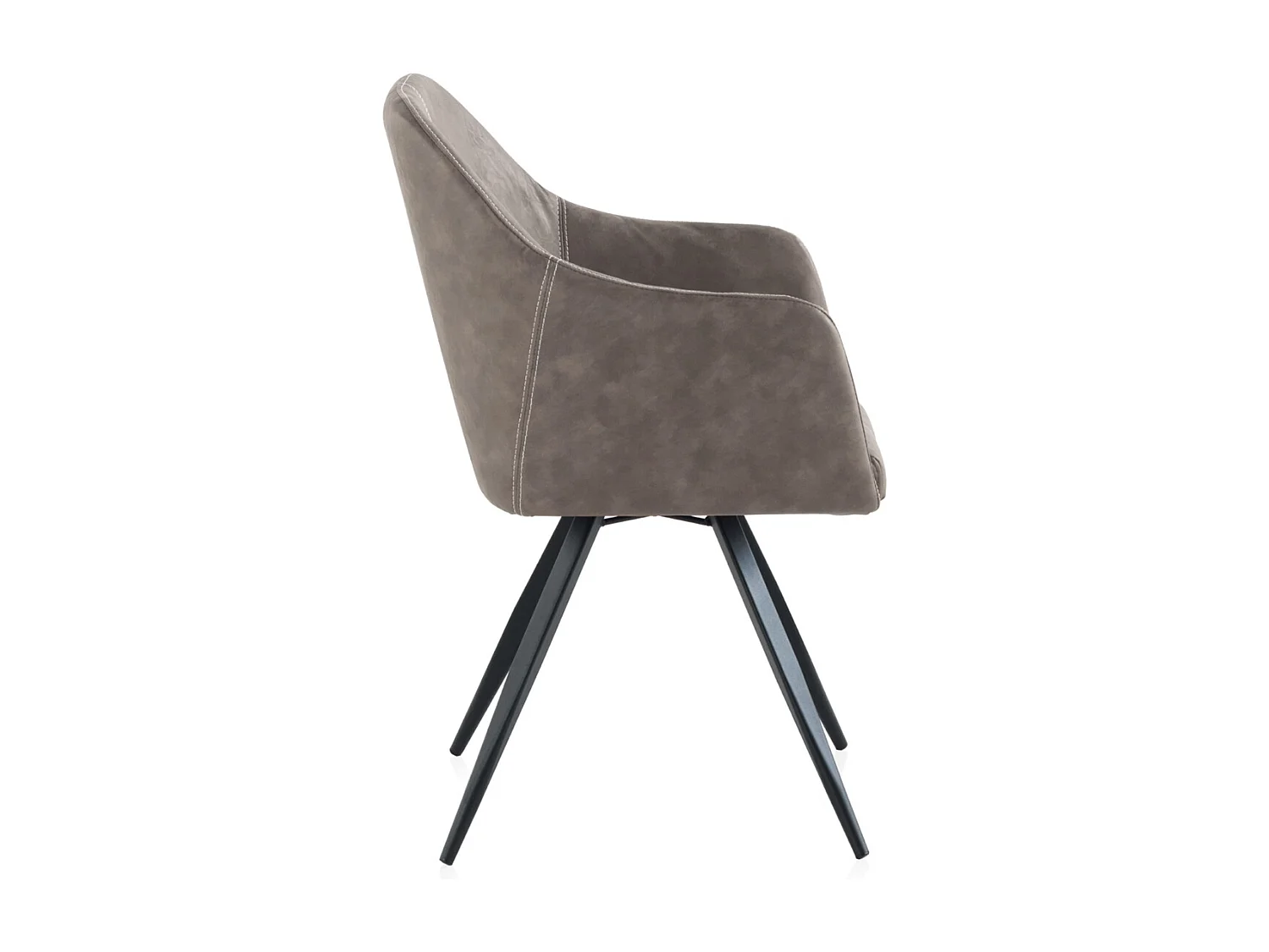 Taupe gepolsterter Sessel mit schwarzen Metallbeinen